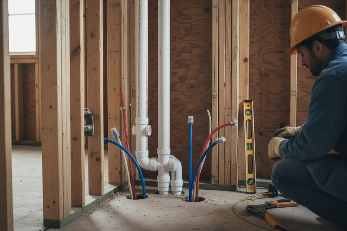 Drain and supply rough-in during Garbage Disposal Repair in Annapolis Junction