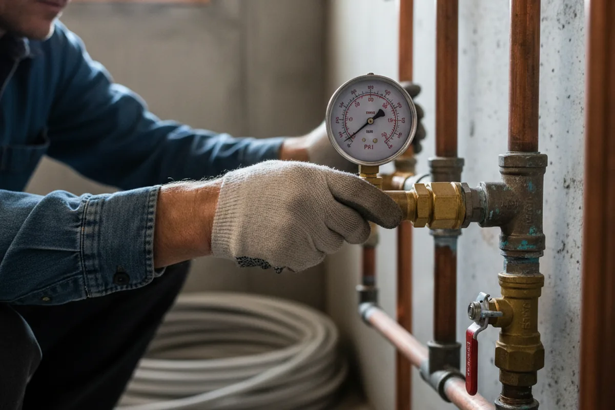 Pressure testing a repaired line during Water Line Repair in Annapolis Junction